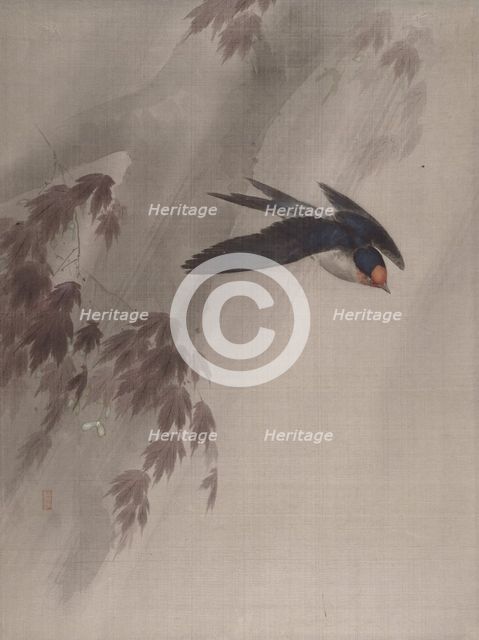 A Swallow in the Rain, ca. 1891-92. Creator: Okada Baison.