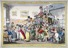 A swarm of English bees hiving in the Imperial carriage!! a scene at the London Museum 1816. Artist: George Cruikshank