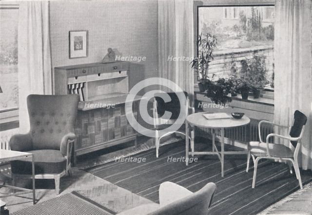 'A Swedish living-room with furniture designed by Caarl-Axel Acking and made by Svenska Mobelfabrike Artist: Unknown.