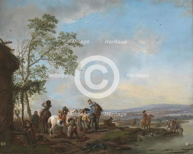 A Stop at an Inn, 1650s. Creator: Philip Wouverman.