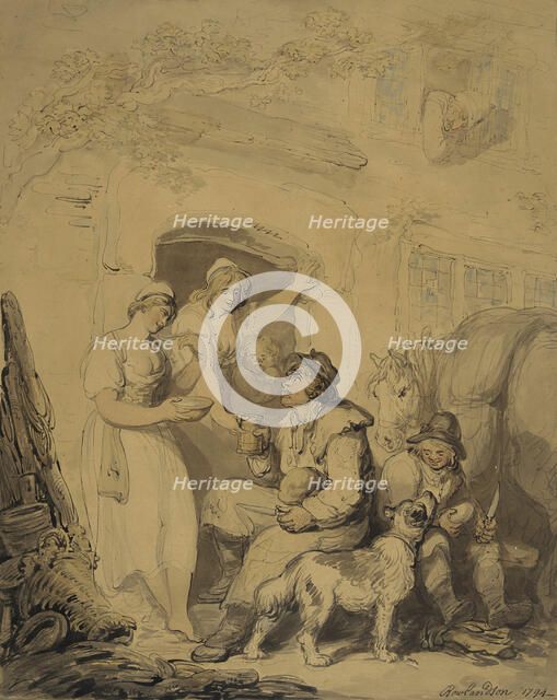A Stop at the Inn, 1794. Creator: Thomas Rowlandson.
