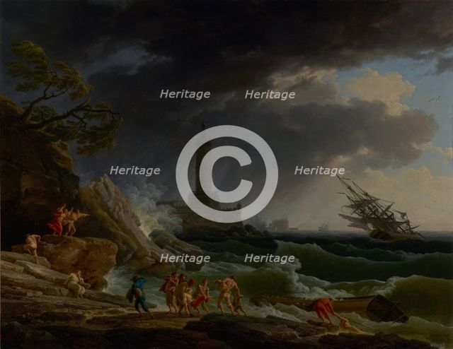 A Storm on a Mediterranean Coast, 1767. Creator: Claude-Joseph Vernet.