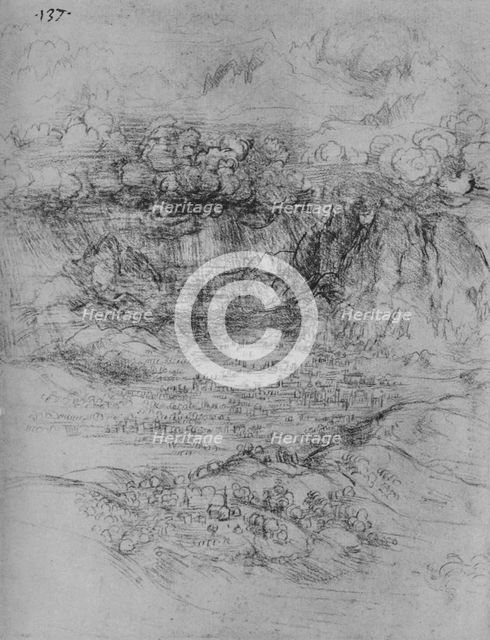 'A Storm Over an Alpine Valley', c1480 (1945). Artist: Leonardo da Vinci.