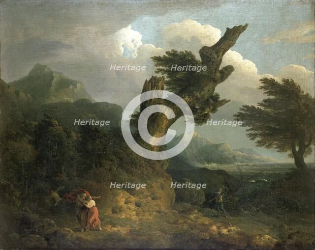 'A storm' - Prospero, Miranda and Caliban spy the shipwrecked Ferdinand, 1778. Artist: Thomas Jones.