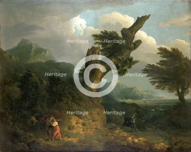 'A storm' - Prospero, Miranda and Caliban spy the shipwrecked Ferdinand, 1778. Creator: Thomas Jones.