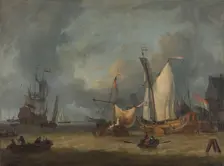 A Storm (Ships in the Harbor in a Stiff Breeze), 1675-1719. Creator: Jan Claesz Rietschoof