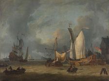 A Storm (Ships in the Harbor in a Stiff Breeze), 1675-1719. Creator: Jan Claesz Rietschoof
