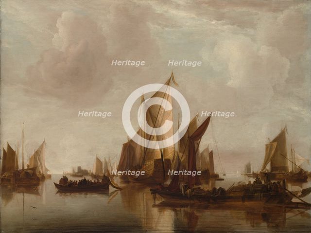 A State Yacht and Other Craft in Calm Water, ca. 1660. Creator: Jan van de Cappelle.