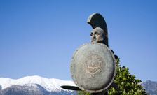 A statue of King Leonidas I, Sparta, Greece. Creator: Samuel Magal
