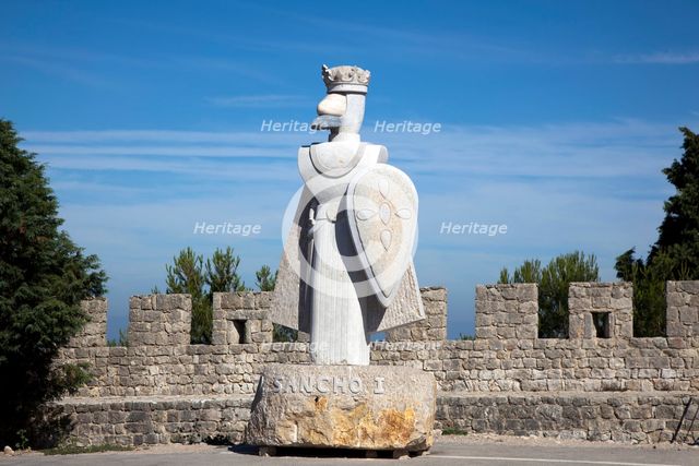 A statue of Sancho I at the fortress at Sesimbra, Portugal, 2009. Creator: Samuel Magal.