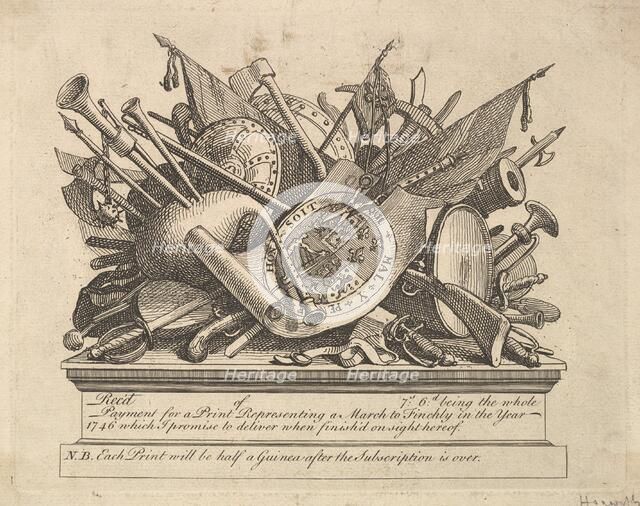 A Stand of Arms, Musical Instruments, etc., March 1749-50. Creator: William Hogarth.