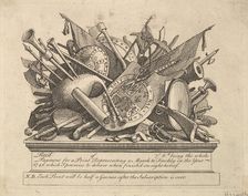 A Stand of Arms, Musical Instruments, etc., March 1749-50. Creator: William Hogarth