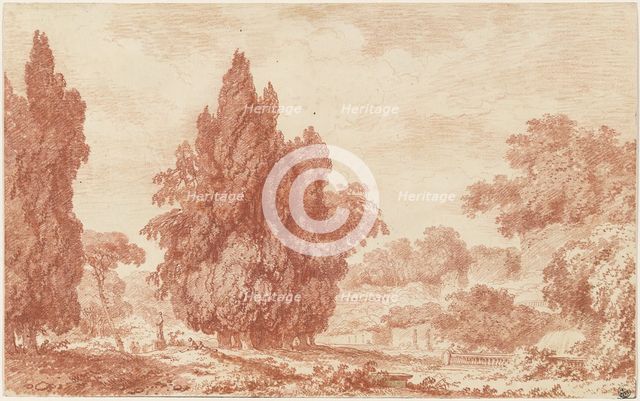 A Stand of Cypresses in an Italian Park, c. 1760. Creator: Jean-Honore Fragonard.