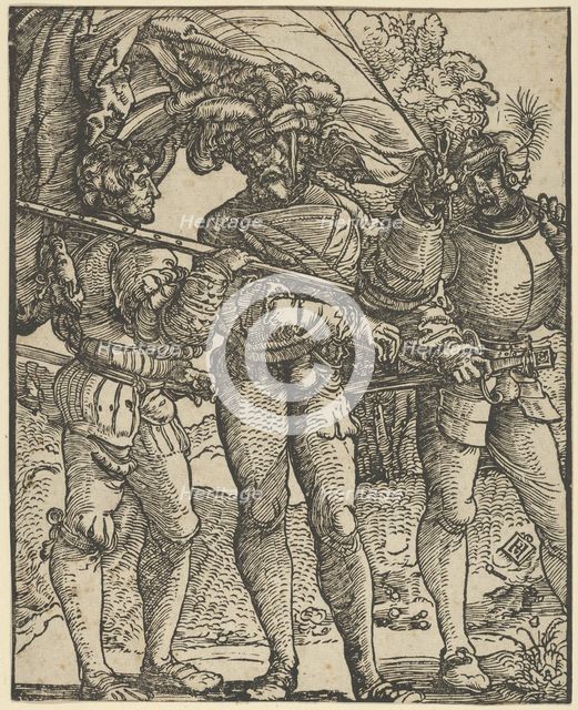 A Standard-Bearer Flanked by a Lansquenet at each side (copy). Creator: Hans Schäufelein the Elder.