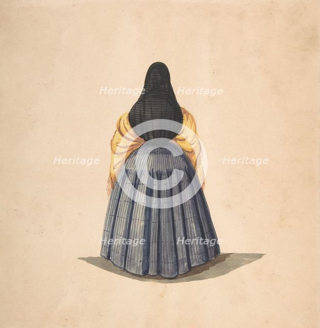 A Standing Woman, Seen from the Back, 1840-50. Creator: Anon.