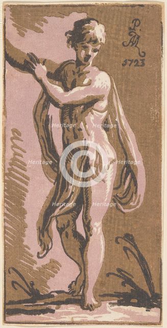 A Standing Youth Gesturing to His Right, 1723. Creators: Anton Maria Zanetti, Parmigianino.