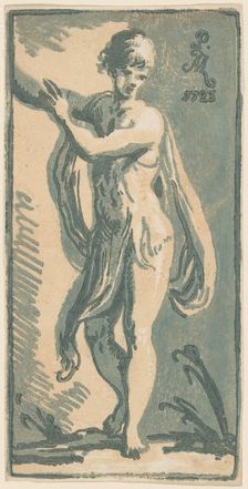 A Standing Youth Gesturing to His Right, 1723. Creators: Anton Maria Zanetti, Parmigianino