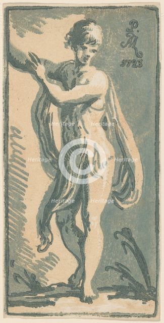 A Standing Youth Gesturing to His Right, 1723. Creators: Anton Maria Zanetti, Parmigianino.
