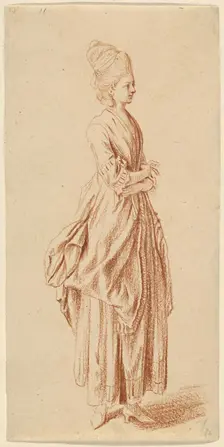 A Standing Lady in a Day Dress, 1775/1780. Creator: Daniel Nikolaus Chodowiecki