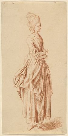 A Standing Lady in a Day Dress, 1775/1780. Creator: Daniel Nikolaus Chodowiecki