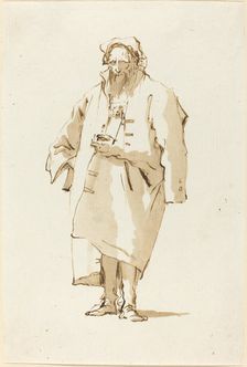 A Standing Oriental Wearing a Greatcoat, 1753/1762. Creator: Giovanni Battista Tiepolo