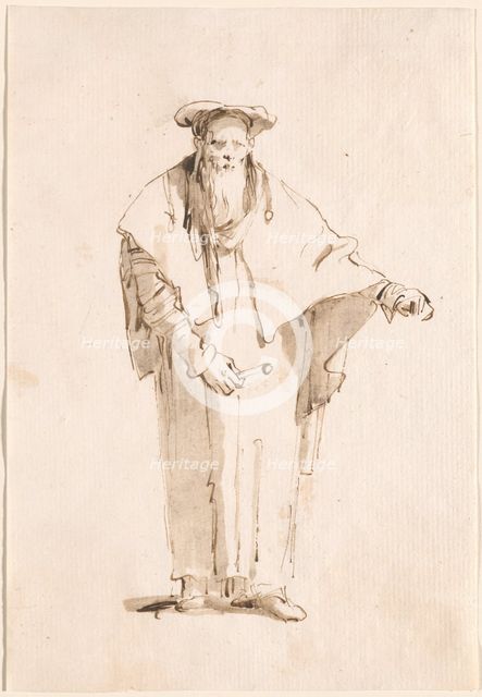 A Standing Oriental Holding a Rod, 1753/1762. Creator: Giovanni Battista Tiepolo.