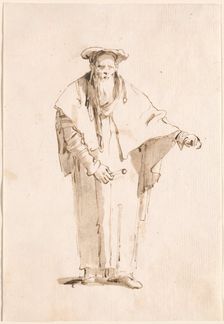 A Standing Oriental Holding a Rod, 1753/1762. Creator: Giovanni Battista Tiepolo