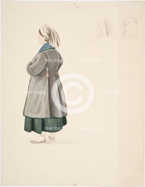 A standing peasant woman and two female heads from Jaakki. Creator: Robert Wilhelm Ekman.