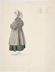 A standing peasant woman and two female heads from Jaakki. Creator: Robert Wilhelm Ekman