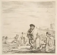 A standing sailor talking to a seated Levantine, ca. 1660. Creator: Stefano della Bella