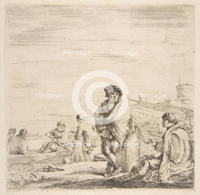 A standing sailor talking to a seated Levantine, ca. 1660. Creator: Stefano della Bella.