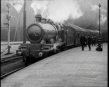 A Steam Train Arriving at a Platform, 1926. Creator: British Pathe Ltd