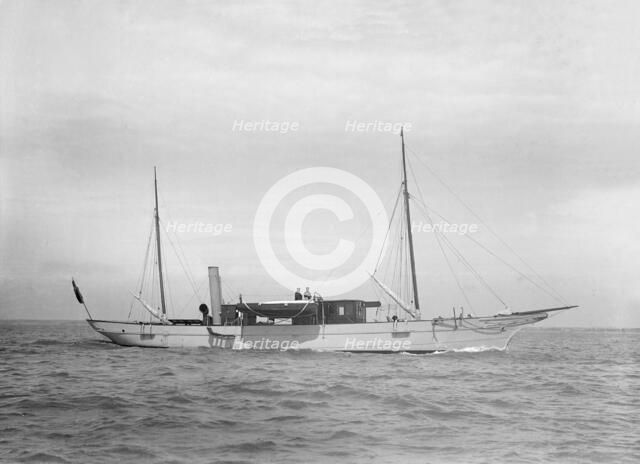 A steam yacht underway, 1911. Creator: Kirk & Sons of Cowes.