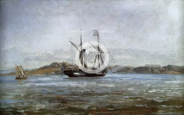 A Steamer near Fredriksvern (Stavern), 1834. Creator: Johan Christian Dahl.