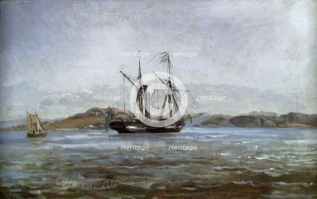 A Steamer near Fredriksvern (Stavern), 1834. Creator: Johan Christian Dahl.