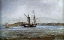 A Steamer near Fredriksvern (Stavern), 1834. Creator: Johan Christian Dahl