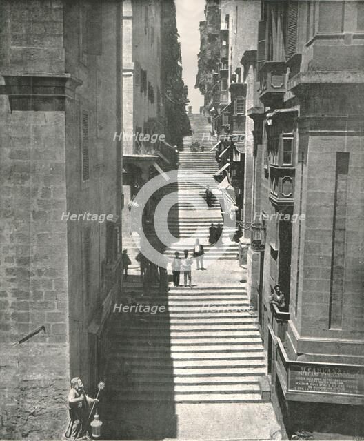 A steep street in Valletta, Malta, 1895.  Creator: W & S Ltd.