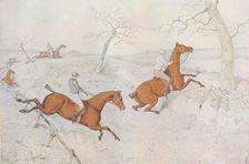 A Steeplechase: Crossing a deep ravine dangerous to pass, 1827. Artist: Henry Thomas Alken