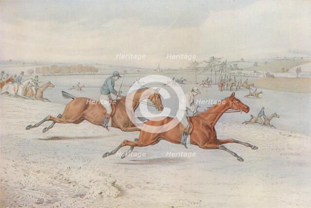 A Steeplechase:The Start. Off they Go - with white for choice, 1827. Artist: Henry Thomas Alken