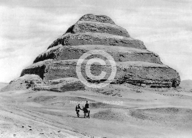 A step pyramid outside Cairo, Egypt, c1920s. Artist: Unknown
