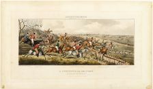 A Struggle for the Start, plate one from The Leicestershire Hunt, published 1825. Creator: John Dean Paul