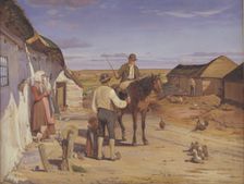 A Stranger Asking his Way at a Farm on the Moors, 1877. Creator: Hans Smidth