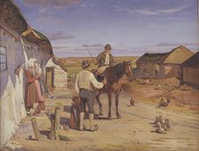 A Stranger Asking his Way at a Farm on the Moors, 1877. Creator: Hans Smidth