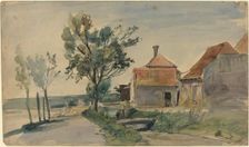 A Stream Running between Houses and a Road, late 19th century. Creator: Johan Barthold Jongkind