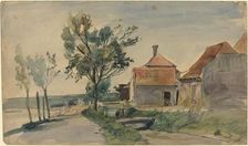 A Stream Running between Houses and a Road, late 19th century. Creator: Johan Barthold Jongkind