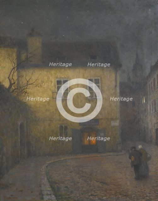 A street corner in Prague, c. 1900. Artist: Schikaneder, Jakub (1855-1924)