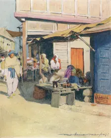 A Street Corner, Peshawur 1905. Artist: Mortimer Luddington Menpes