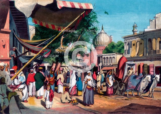 A street at the back of Jami Masjid, Delhi, India, 1857.Artist: William Carpenter