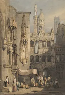 A street, Bruges, 1818-1852. Creator: Samuel Prout