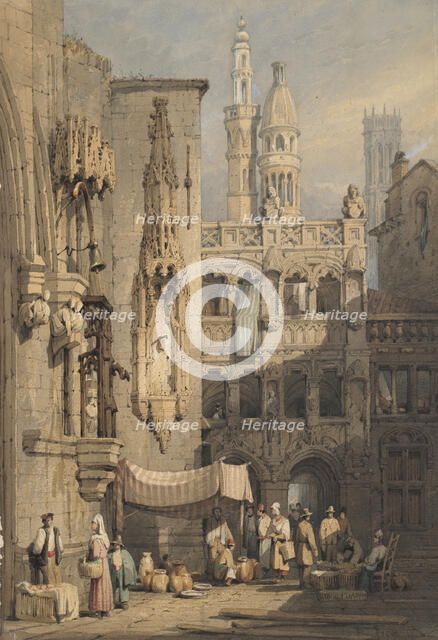 A street, Bruges, 1818-1852. Creator: Samuel Prout.